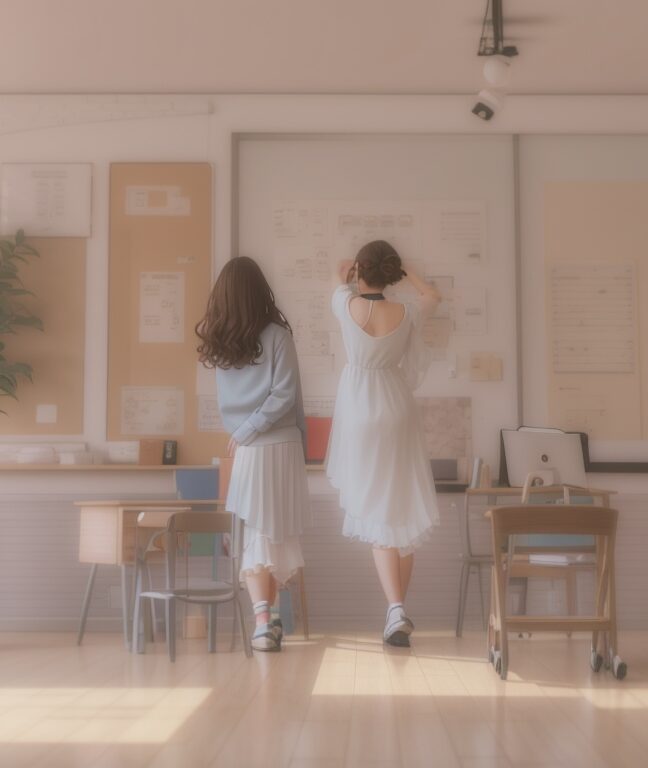 Default_woman_in_her_back_singing_in_a_music_classroom_soft_c_0